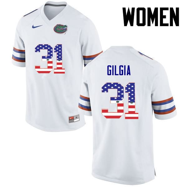 NCAA Florida Gators Anthony Gigla Women's #31 USA Flag Fashion Nike White Stitched Authentic College Football Jersey CIL3664JT